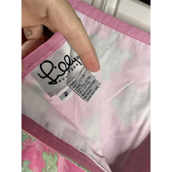 Lilly Pulitzer The Tortoise & The Hare Print Skirt with Ribbon Trim Size 2 - Picture 4 of 4